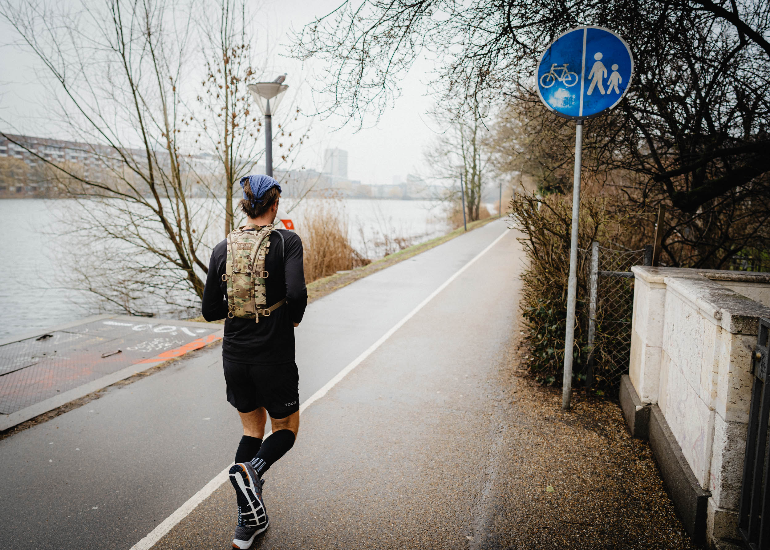 A person running down the Lakes in Copenhagen.