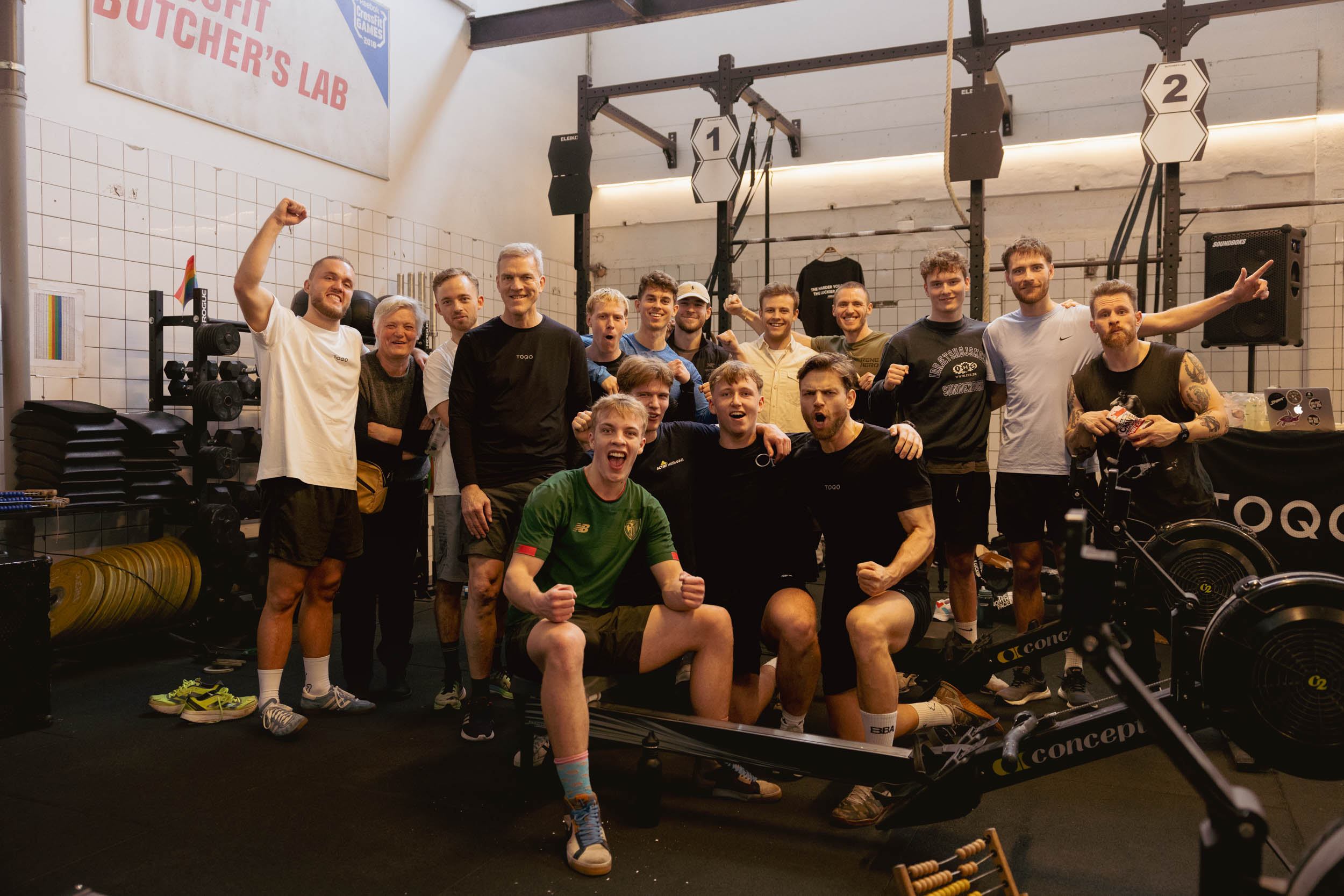 A group of men rowing