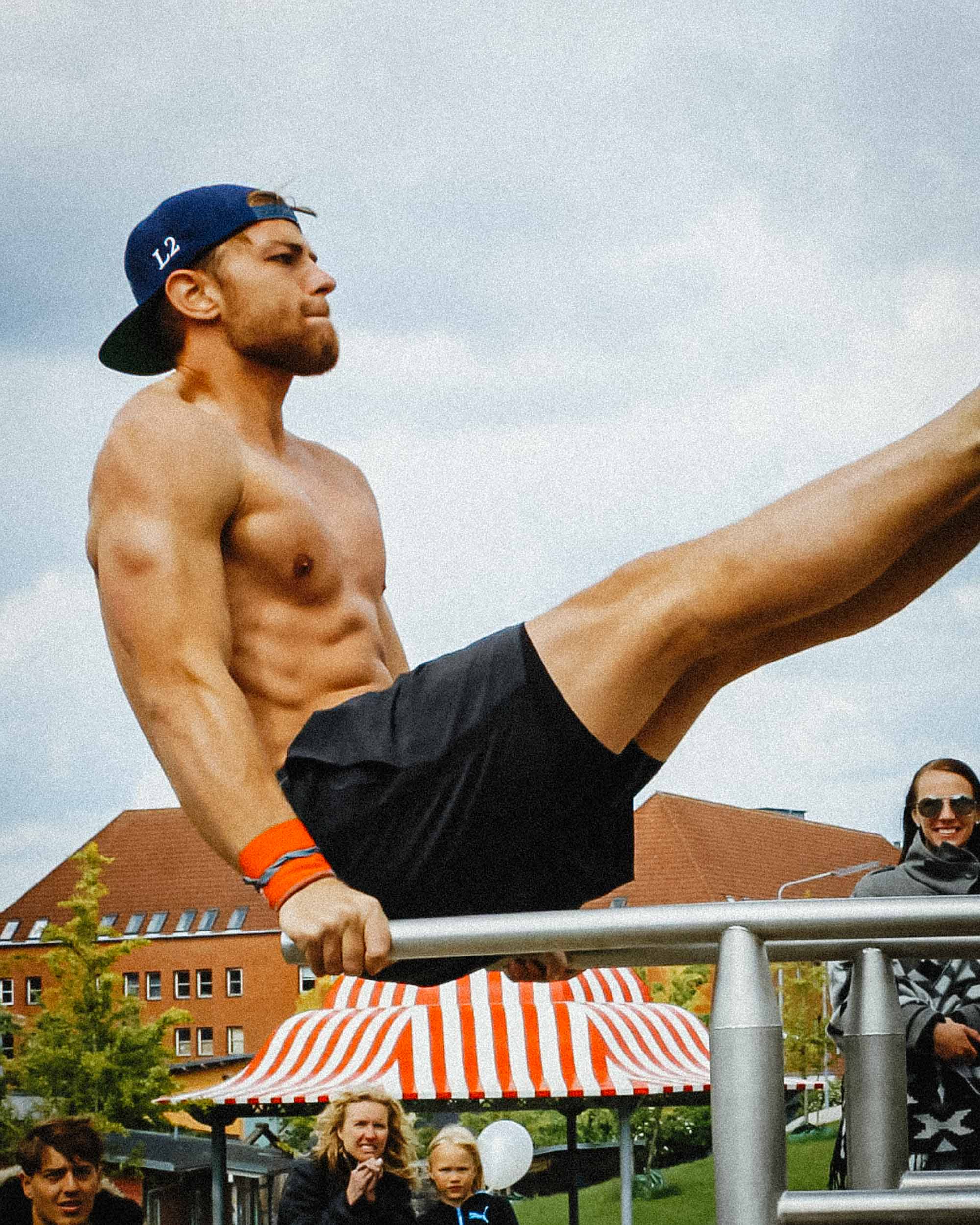 A man doing calisthenics