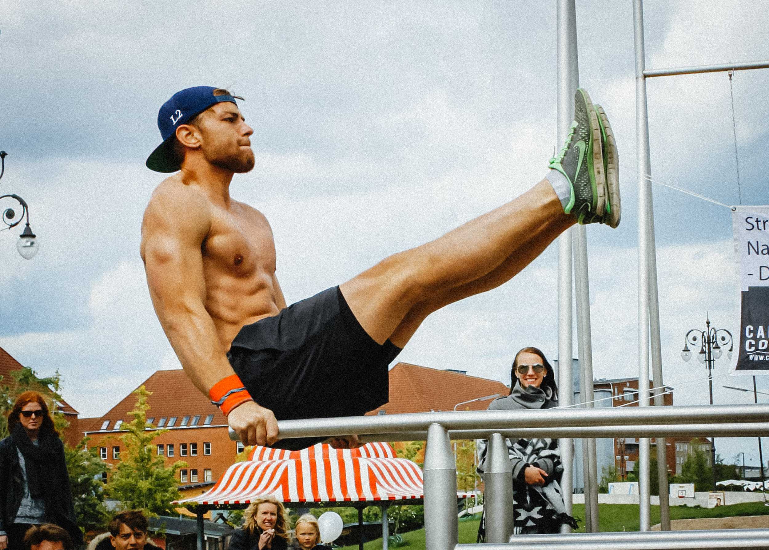 A man doing calisthenics
