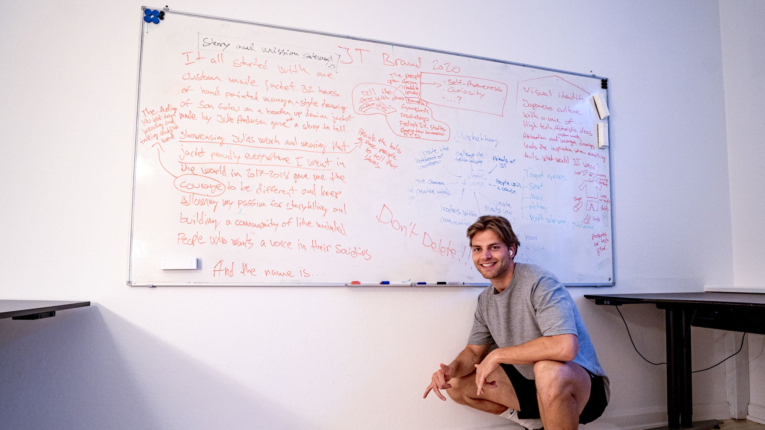 A man standing in front of a whiteboard