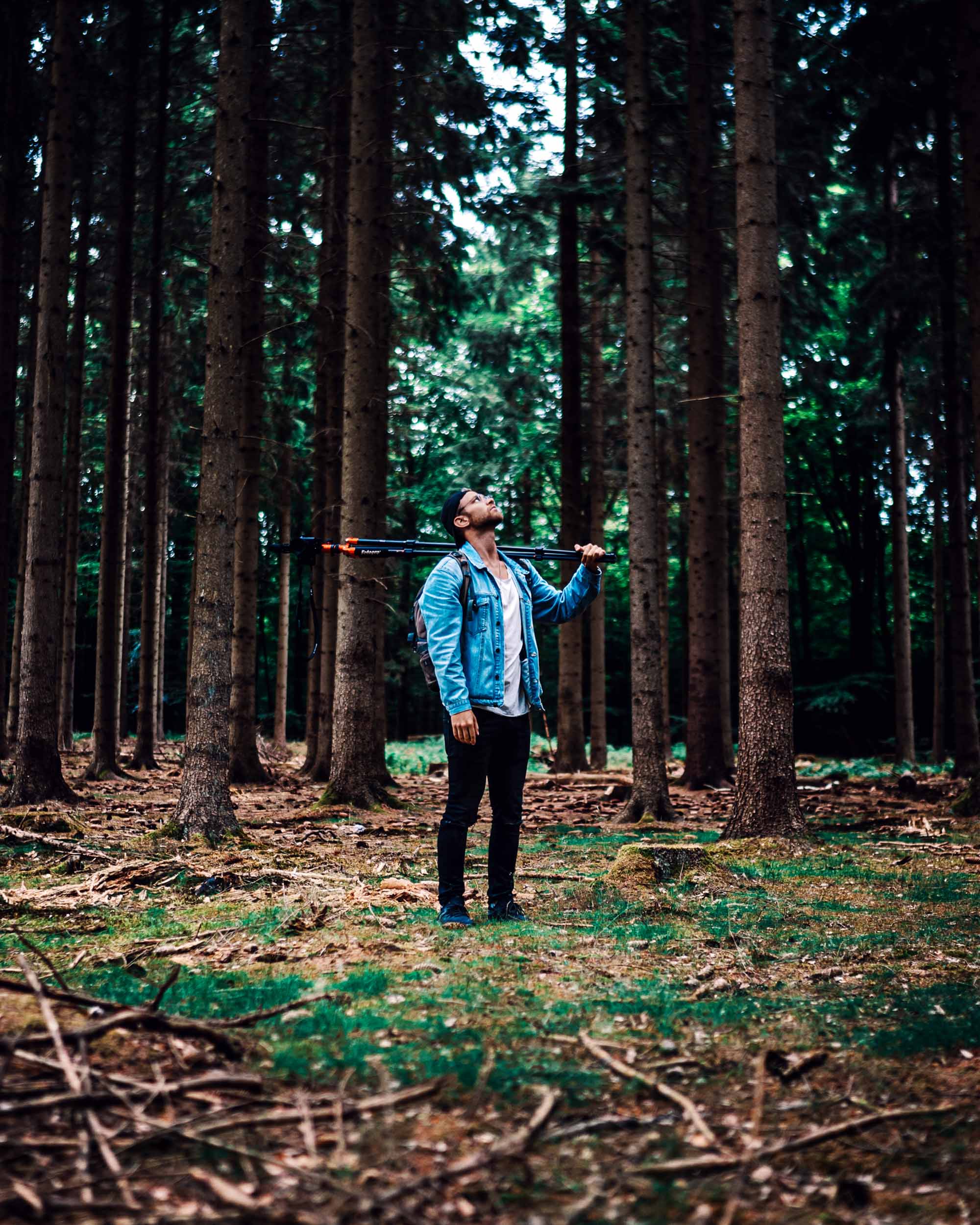 A man standing in the woods